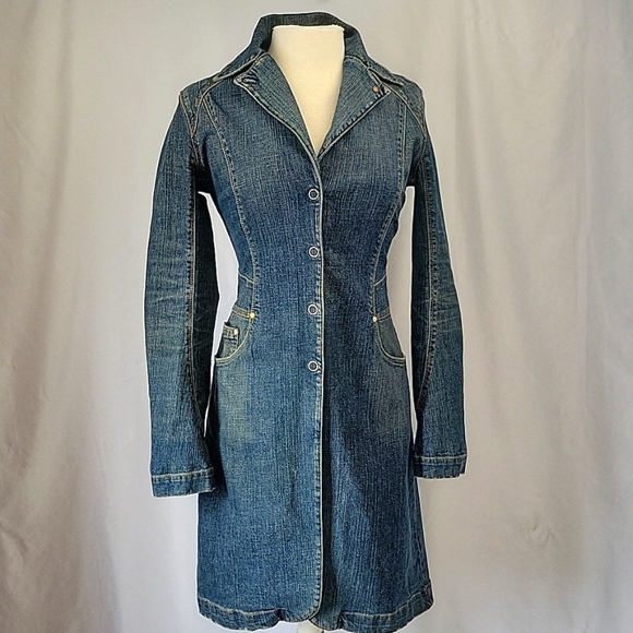 AG Adriano Goldschmied Long Denim Blazer Size Medium - Picture 3 of 13